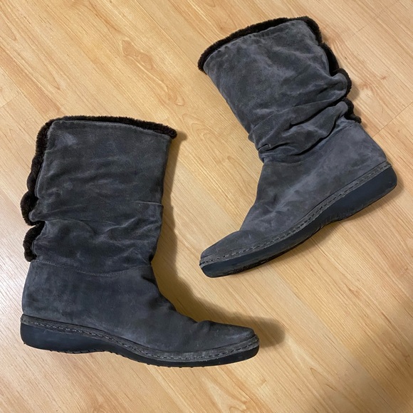 Stuart Weitzman Coinage Grey Slouch Boot - Picture 2 of 9